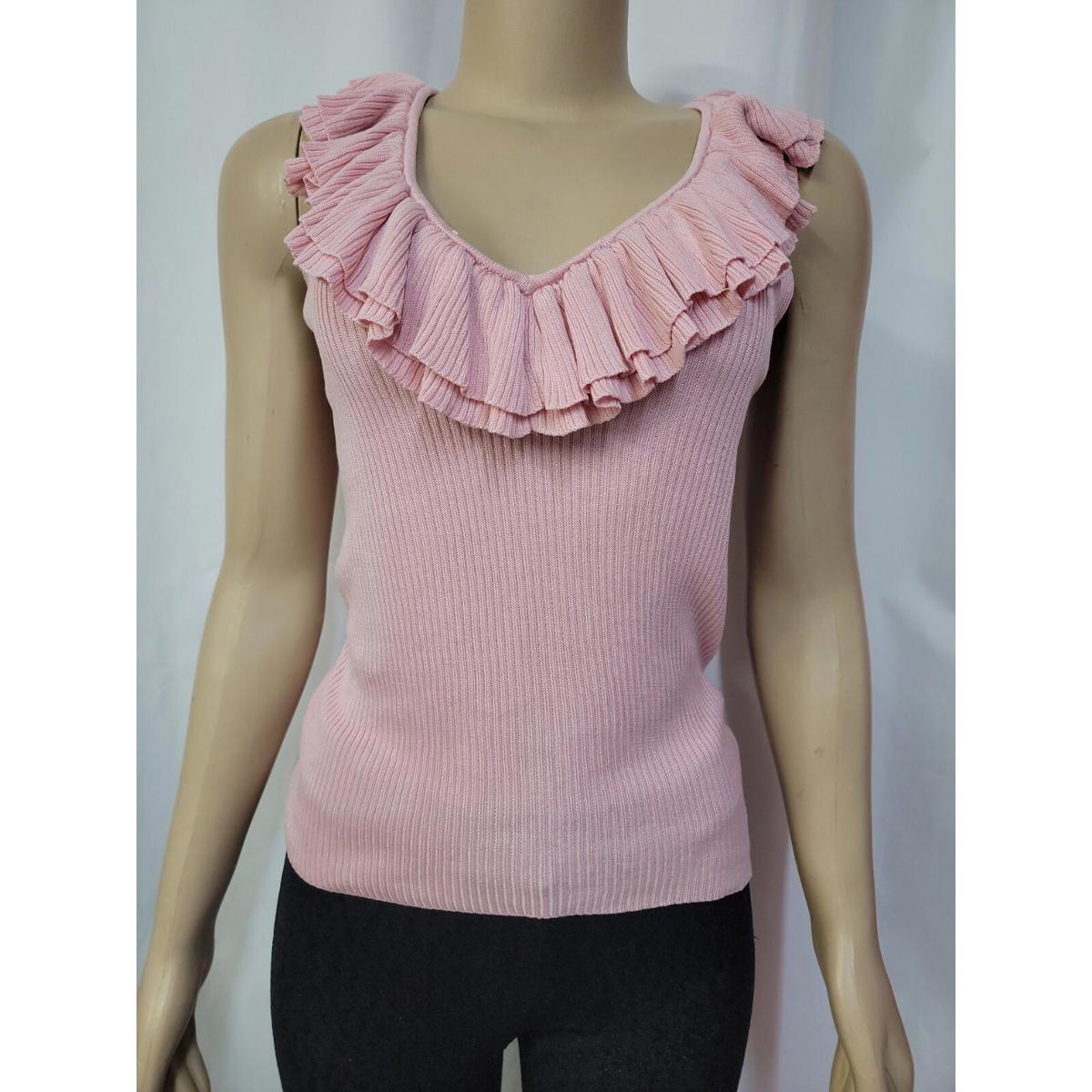 Ralph Lauren Silk Pink Knit Ruffled Size S Women's Top Blouse #W5